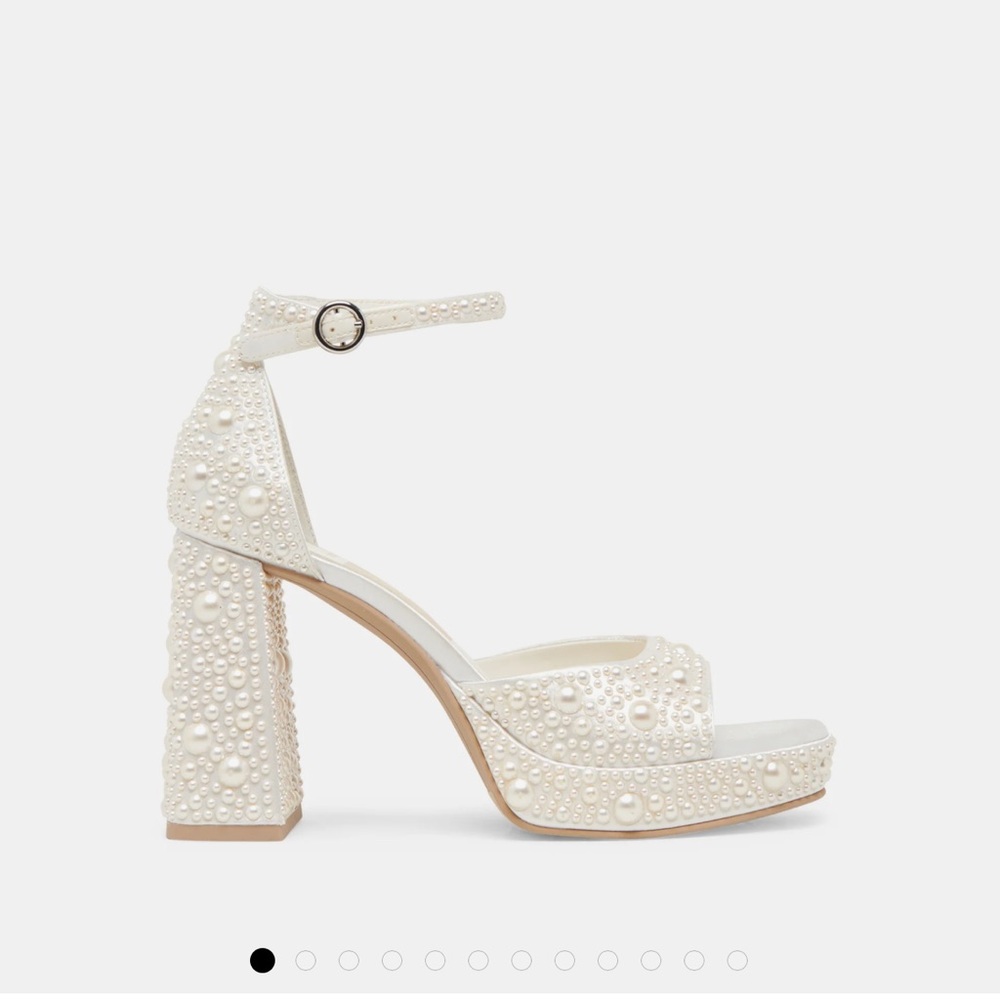 Elegant White Pearl-Embellished Women's Heels